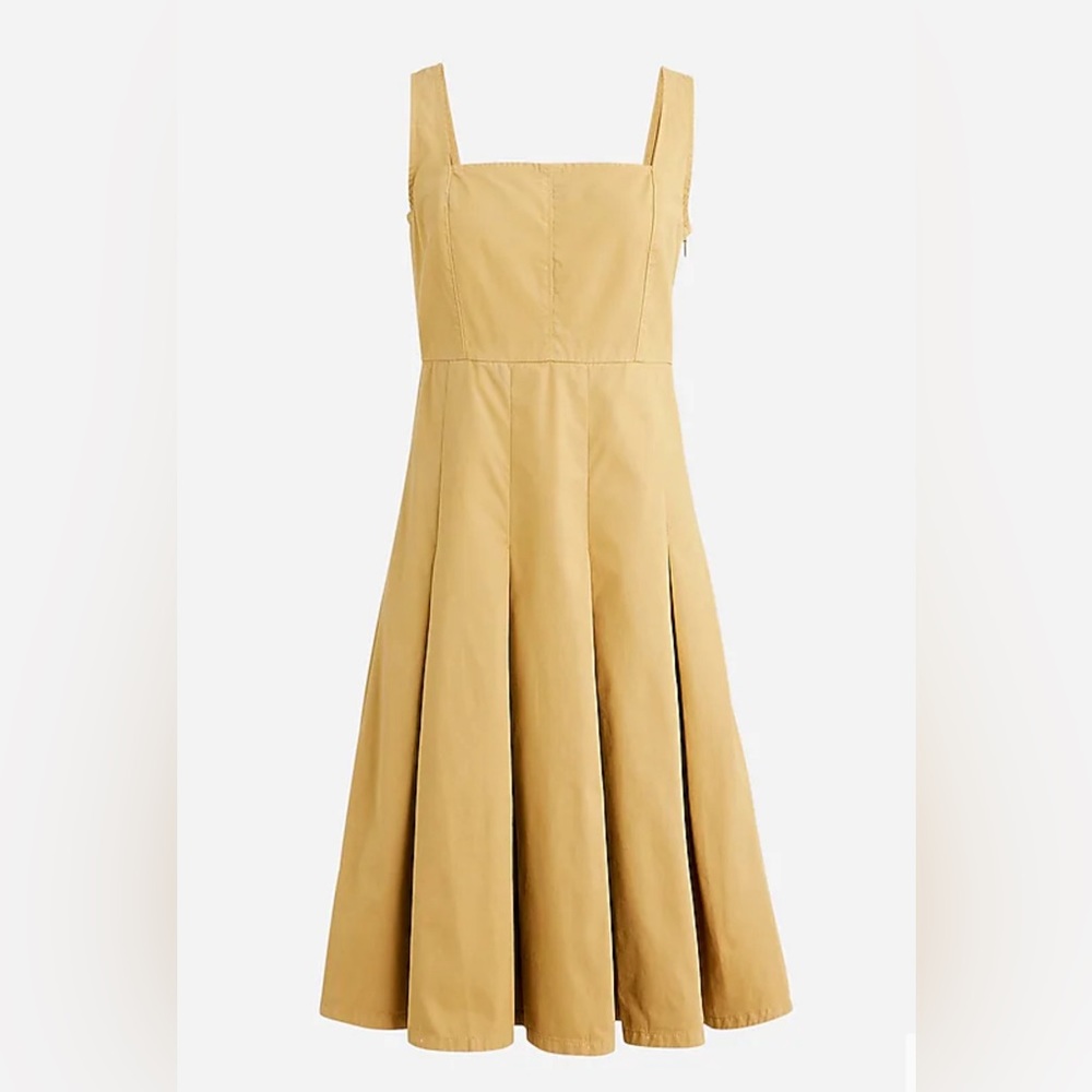 NEW J. Crew Pleated A-line Chino Dress Honey Brown Size 10